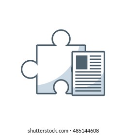 puzzle piece solution with business icon vector illustration design