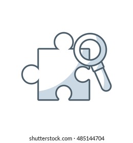 puzzle piece solution with business icon vector illustration design
