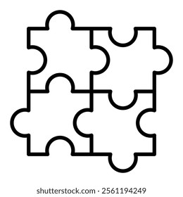 A puzzle piece, symbolizing problem-solving, connection, and the journey toward completion, round line vector icon with editable stroke