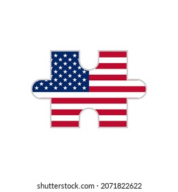 puzzle piece of usa flag. vector illustration isolated on white background
