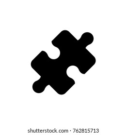 Puzzle piece vector icon simple black isolated on white background