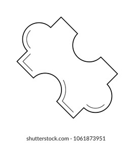 Icono de la línea vectorial de la pieza del rompecabezas aislado en fondo blanco. Icono de línea del sistema digital para infografía, sitio web o aplicación.