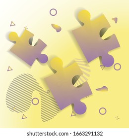 puzzle pieces, abstract shapes, leaves, background