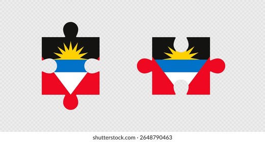 Peças de quebra-cabeça com Antígua e Bandeira Barbuda.