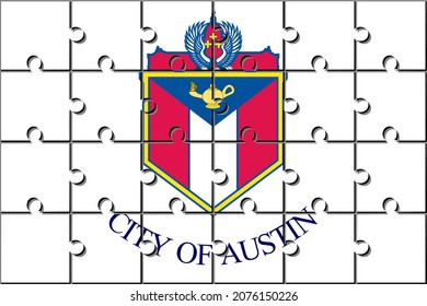 puzzle pieces of austin flag. proportion 2:3