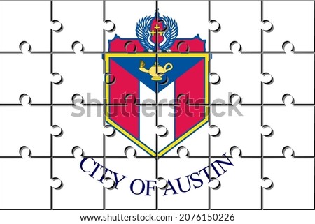 puzzle pieces of austin flag. proportion 2:3