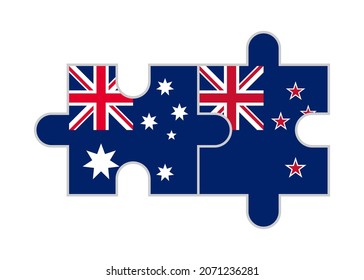 puzzle pieces of australia and new zealand flags. vector illustration isolated on white background