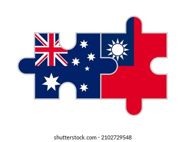 puzzle pieces of australia and taiwan flags. vector illustration isolated on white background