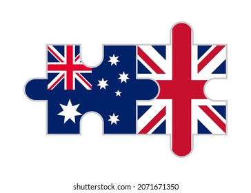 puzzle pieces of australia and uk flags. vector illustration isolated on white background
