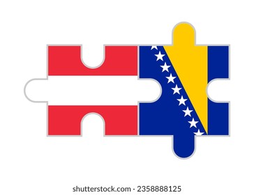 puzzle pieces of austria and bosnia flags. vector illustration isolated on white background