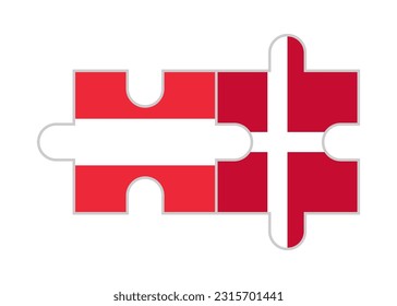 puzzle pieces of austria and denmark flags. vector illustration isolated on white background