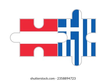 puzzle pieces of austria and greece flags. vector illustration isolated on white background