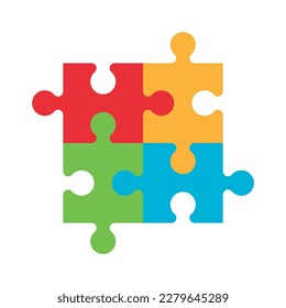 Puzzle pieces for Autism Down Syndrome Icon Clipart Vector Illustration Isolated on White Background