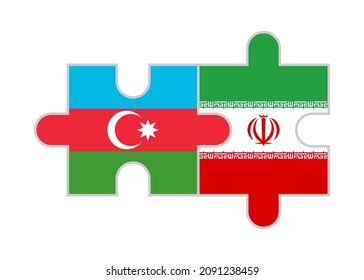 puzzle pieces of azerbaijan and iran flags. vector illustration isolated on white background
