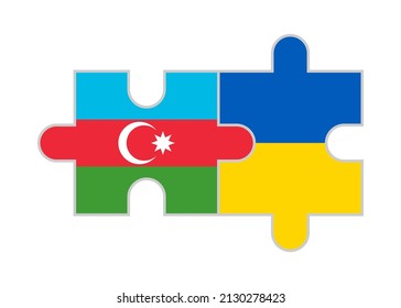 puzzle pieces of azerbaijan and ukraine flags. vector illustration isolated on white background