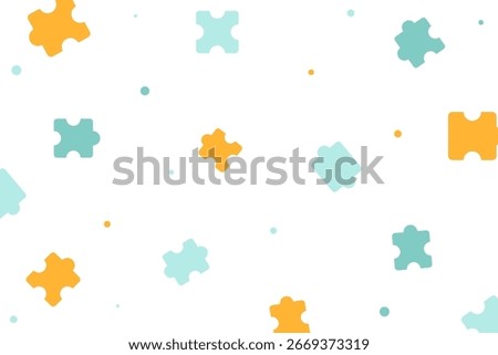 Puzzle pieces background Orange and blue color
