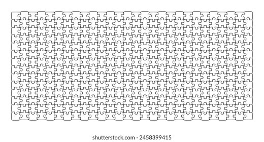 Puzzle pieces background. Set of puzzle jigsaw line icons 
