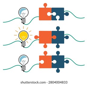 Puzzle pieces bad and good connection vector illustration