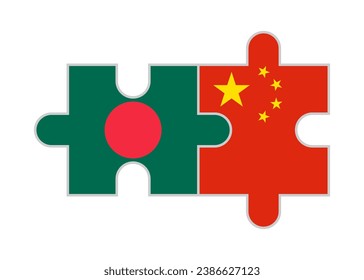 puzzle pieces of bangladesh and china flags. vector illustration isolated on white background