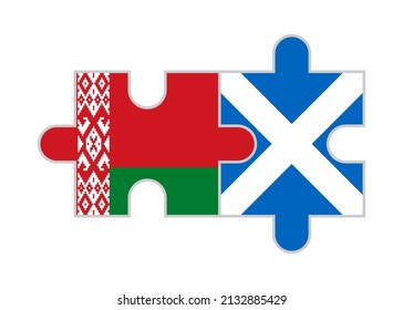 puzzle pieces of belarus and scotland flags. vector illustration isolated on white background