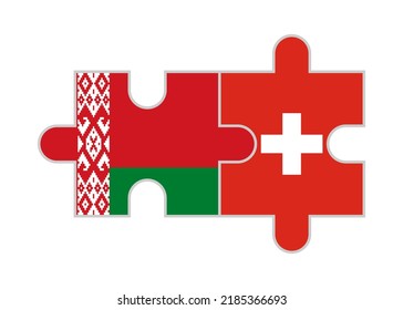 puzzle pieces of belarus and switzerland flags. vector illustration isolated on white background
