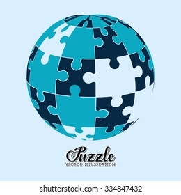 Puzzle pieces and big ideas design, vector illustration graphic
