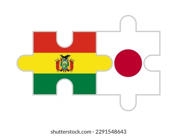 puzzle pieces of bolivia and japan flags. vector illustration isolated on white background