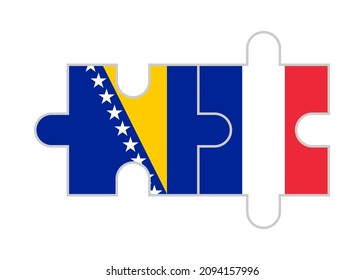 puzzle pieces of bosnia and france flags. vector illustration isolated on white background