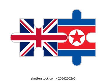 puzzle pieces of british and north korea flags. vector illustration isolated on white background
