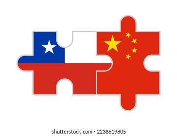 puzzle pieces of chile and china flags. vector illustration isolated on white background