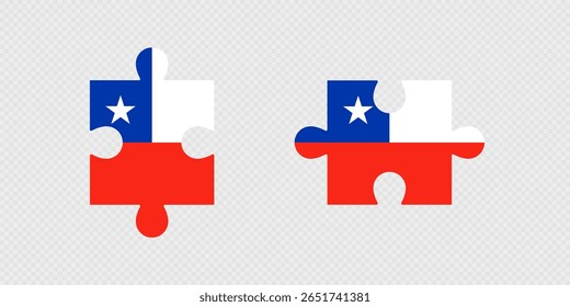 Peças do quebra-cabeça com a bandeira do Chile.