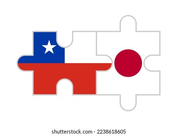 puzzle pieces of chile and japan flags. vector illustration isolated on white background