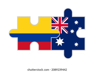 puzzle pieces of colombia and australia flags. vector illustration isolated on white background