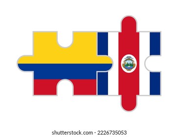 puzzle pieces of colombia and costa rica flags. vector illustration isolated on white background