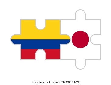puzzle pieces of colombia and japan flags. vector illustration isolated on white background

