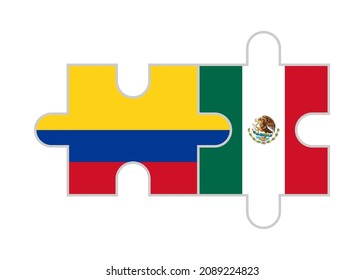 puzzle pieces of colombia and mexico flags. vector illustration isolated on white background