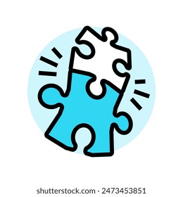 puzzle pieces coming together progress color icon vector. puzzle pieces coming together progress sign. isolated symbol illustration