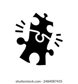 puzzle pieces coming together progress glyph icon vector. puzzle pieces coming together progress sign. isolated symbol illustration