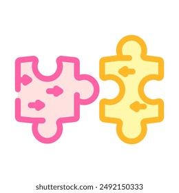 puzzle pieces coming together progress color icon vector. puzzle pieces coming together progress sign. isolated symbol illustration
