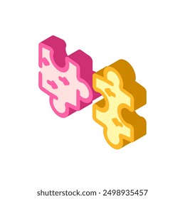 puzzle pieces coming together progress isometric icon vector. puzzle pieces coming together progress sign. isolated symbol illustration