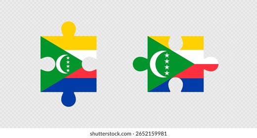 Piezas del rompecabezas con la bandera de las Comoras.