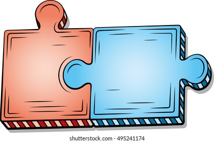 Puzzle Pieces Connected (vector)