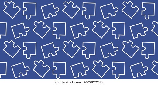 Puzzle pieces create a colorful pattern on a blue background for creative inspiration