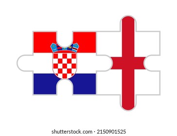 puzzle pieces of croatia and england flags. vector illustration isolated on white background