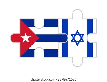 puzzle pieces of cuba and israel flags. vector illustration isolated on white background