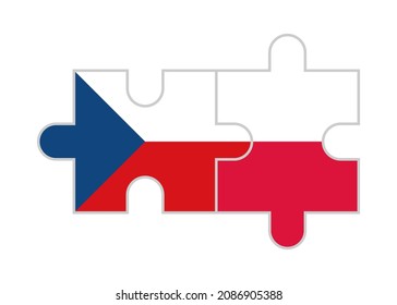 puzzle pieces of czech republic and poland flags. vector illustration isolated on white background