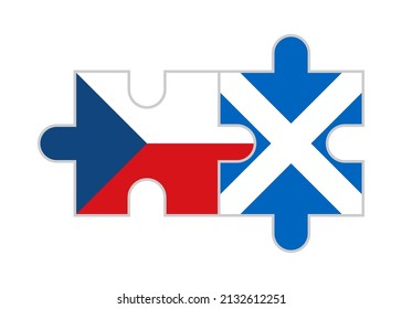 puzzle pieces of czech republic and scotland flags. vector illustration isolated on white background	
