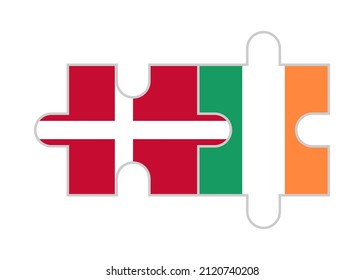 puzzle pieces of denmark and ireland flags. vector illustration isolated on white background
