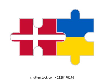 puzzle pieces of denmark and ukraine flags. vector illustration isolated on white background
