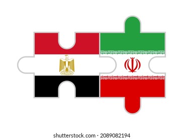 puzzle pieces of egypt and iran flags. vector illustration isolated on white background